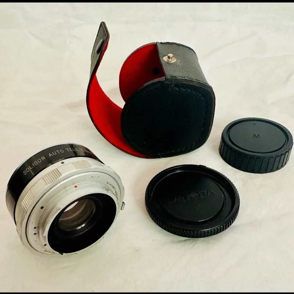 VINTAGE 1980s SOLIGOR AUTO TELE CONVERTER 2X to fit MINOLTA CASE UNTESTED JAPAN
